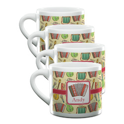 Vintage Musical Instruments Double Shot Espresso Cups - Set of 4 (Personalized)