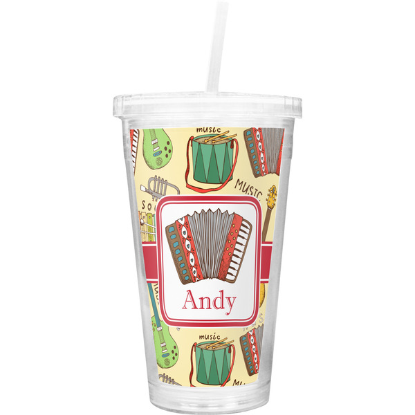 Custom Vintage Musical Instruments Double Wall Tumbler with Straw (Personalized)