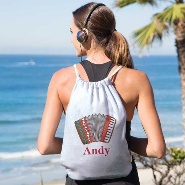 Vintage Musical Instruments Drawstring Backpacks - Sweatshirt Fleece - Single Sided - LIFESTYLE