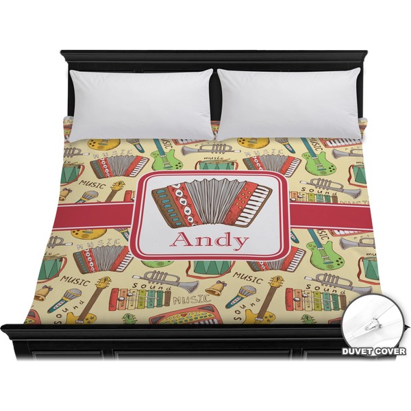 Custom Vintage Musical Instruments Duvet Cover - King (Personalized)