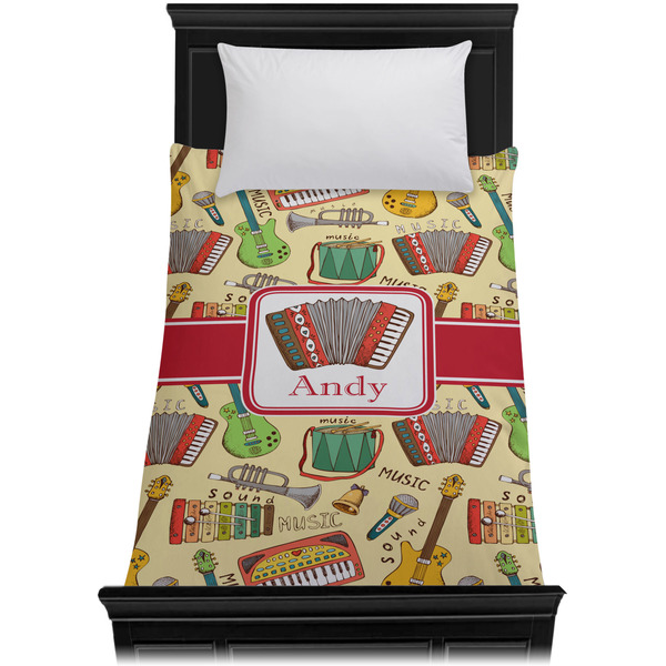 Vintage Musical Instruments Duvet Cover - Twin XL - On Bed - No Prop