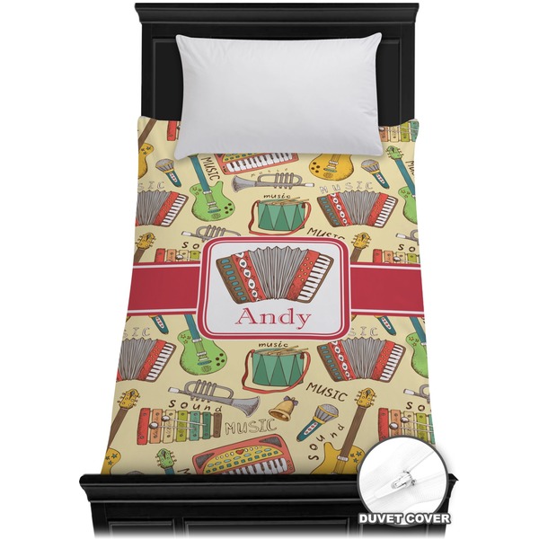 Custom Vintage Musical Instruments Duvet Cover - Twin (Personalized)