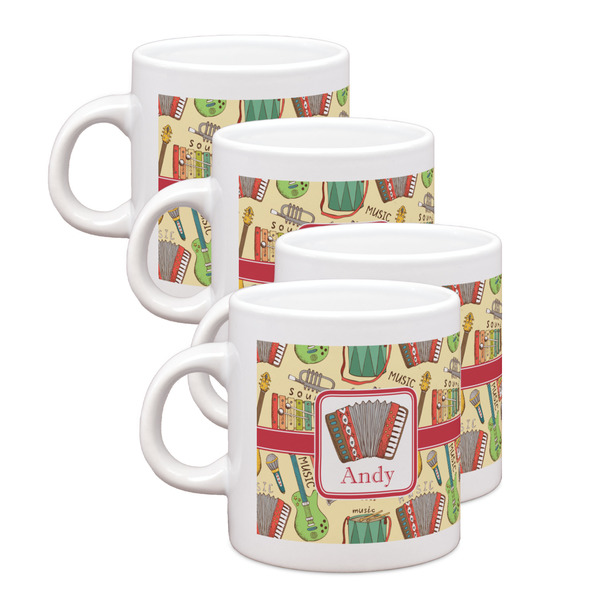 Custom Vintage Musical Instruments Single Shot Espresso Cups - Set of 4 (Personalized)