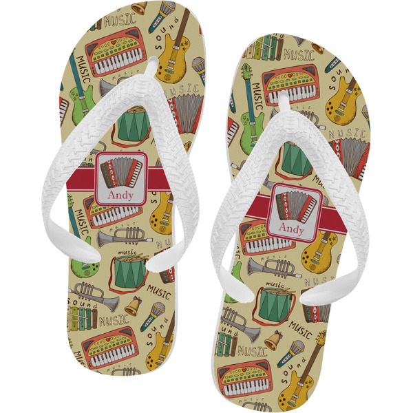 Custom Vintage Musical Instruments Flip Flops - Small (Personalized)