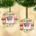 Vintage Musical Instruments Flat Glass Ornament w/ Name or Text