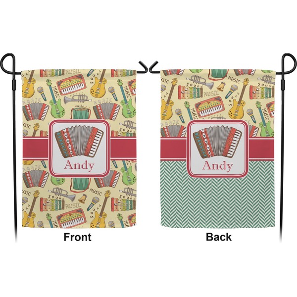 Vintage Musical Instruments Garden Flag - Double Sided Front and Back