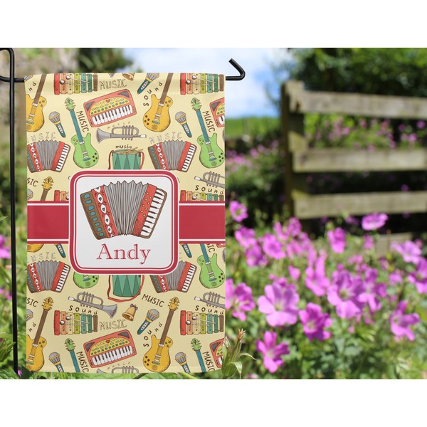 Vintage Musical Instruments Garden Flag - Outside In Flowers