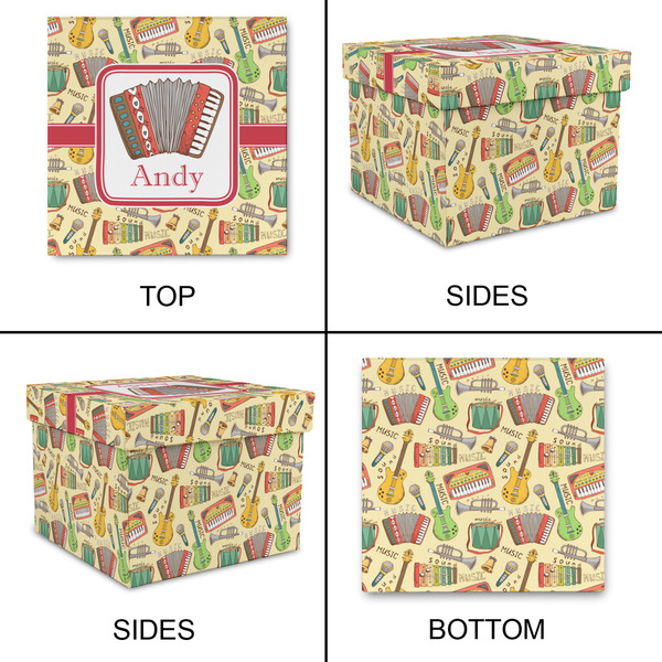 Vintage Musical Instruments Gift Boxes with Lid - Canvas Wrapped - Large - Approval