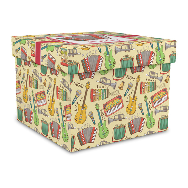 Custom Vintage Musical Instruments Gift Box with Lid - Canvas Wrapped - Large (Personalized)