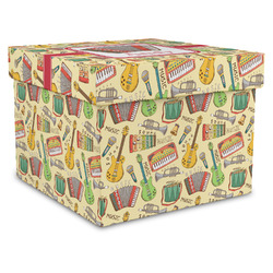 Vintage Musical Instruments Gift Box with Lid - Canvas Wrapped - X-Large (Personalized)