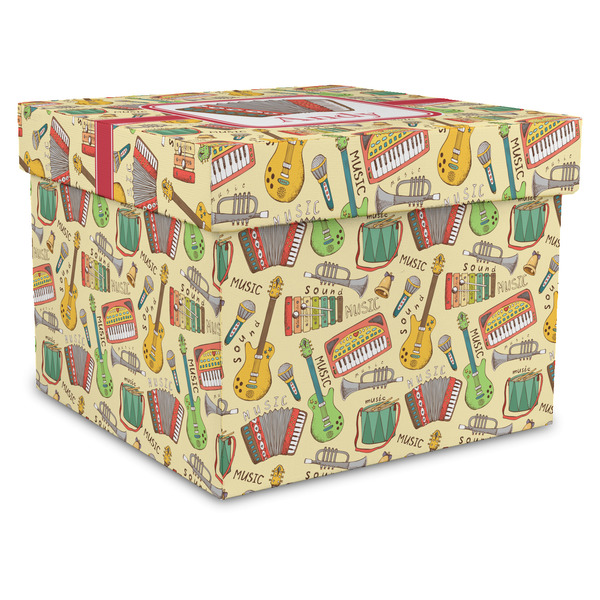 Custom Vintage Musical Instruments Gift Box with Lid - Canvas Wrapped - X-Large (Personalized)