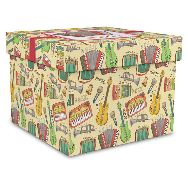 Custom Vintage Musical Instruments Gift Box with Lid - Canvas Wrapped - XX-Large (Personalized)