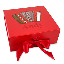 Vintage Musical Instruments Gift Box with Magnetic Lid - Red (Personalized)
