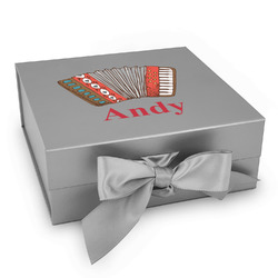 Vintage Musical Instruments Gift Box with Magnetic Lid - Silver (Personalized)