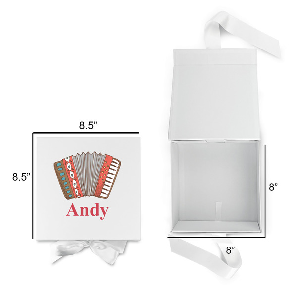 Vintage Musical Instruments Gift Boxes with Magnetic Lid - White - Open & Closed