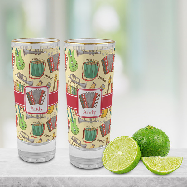 Vintage Musical Instruments Glass Shot Glass - 2 oz - LIFESTYLE