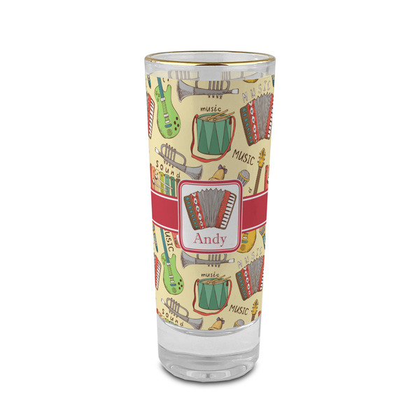 Custom Vintage Musical Instruments 2 oz Shot Glass -  Glass with Gold Rim - Single (Personalized)