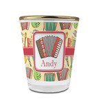 Vintage Musical Instruments Glass Shot Glass - 1.5 oz - with Gold Rim - Single (Personalized)
