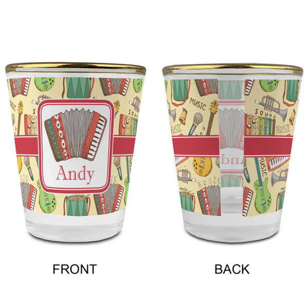 Vintage Musical Instruments Glass Shot Glass - with gold rim - APPROVAL