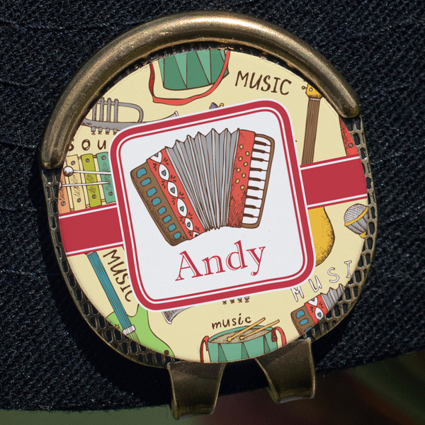 Vintage Musical Instruments Golf Ball Marker Hat Clip - Gold - Close Up