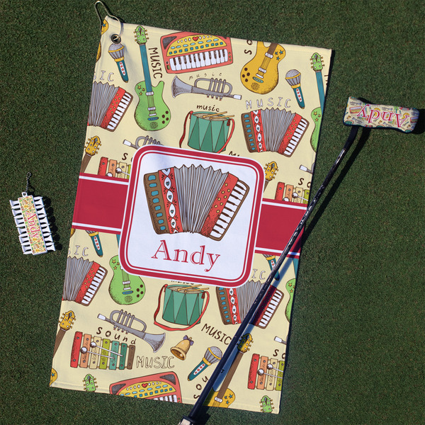 Custom Vintage Musical Instruments Golf Towel Gift Set (Personalized)
