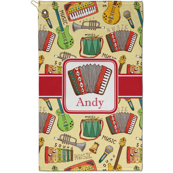 Custom Vintage Musical Instruments Golf Towel - Poly-Cotton Blend - Small w/ Name or Text