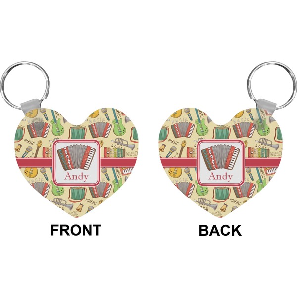 Vintage Musical Instruments Heart Keychain (Front + Back)