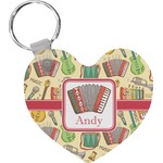 Vintage Musical Instruments Heart Plastic Keychain w/ Name or Text