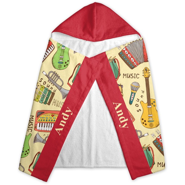 Vintage Musical Instruments Hooded Towel - Folded