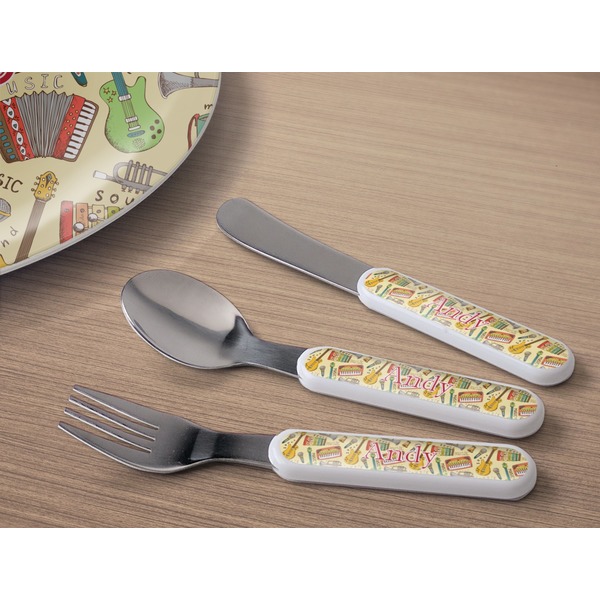 Vintage Musical Instruments Kids Flatware w/ Plate
