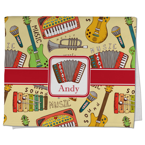 Custom Vintage Musical Instruments Kitchen Towel - Poly Cotton w/ Name or Text