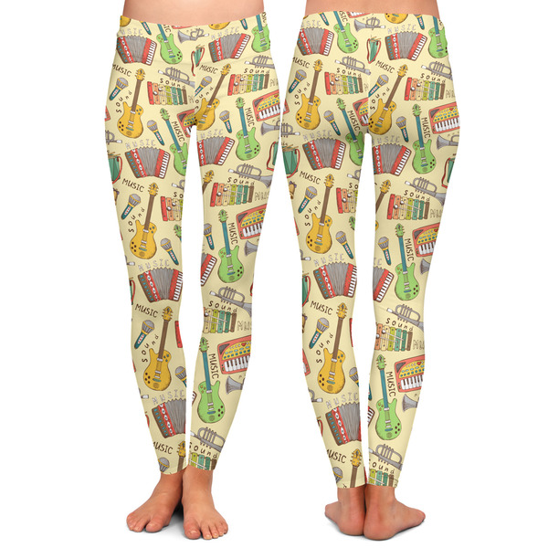Vintage Musical Instruments Ladies Leggings - Front and Back