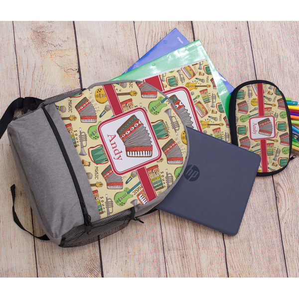 Vintage Musical Instruments Large Backpack - Gray - With Stuff