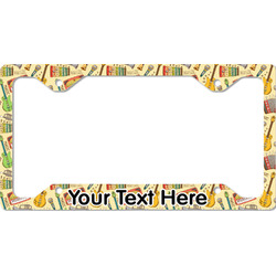 Vintage Musical Instruments License Plate Frame - Style C (Personalized)