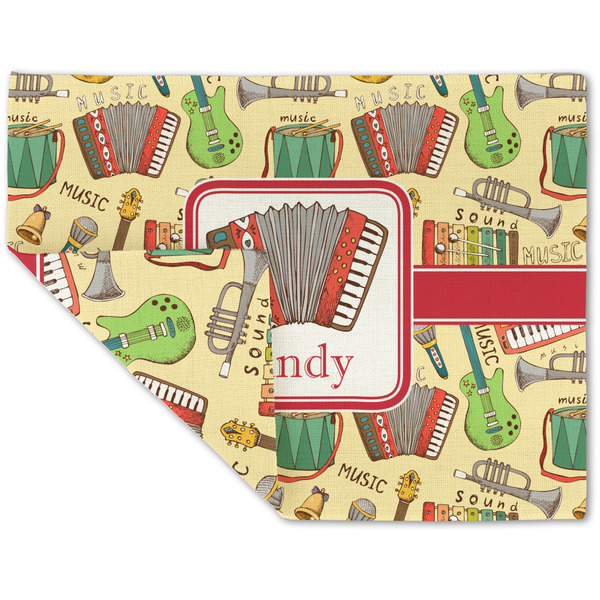 Custom Vintage Musical Instruments Double-Sided Linen Placemat - Single w/ Name or Text