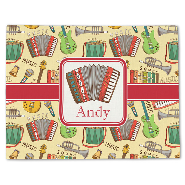 Custom Vintage Musical Instruments Single-Sided Linen Placemat - Single w/ Name or Text