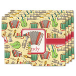 Vintage Musical Instruments Double-Sided Linen Placemat - Set of 4 w/ Name or Text