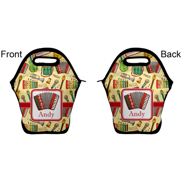 Vintage Musical Instruments Lunch Bag - Front and Back