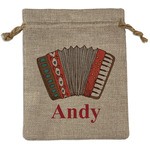 Vintage Musical Instruments Medium Burlap Gift Bag - Front (Personalized)