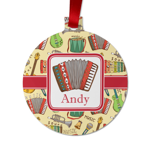 Custom Vintage Musical Instruments Metal Ball Ornament - Double Sided w/ Name or Text