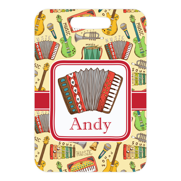 Vintage Musical Instruments Metal Luggage Tag - Front Without Strap