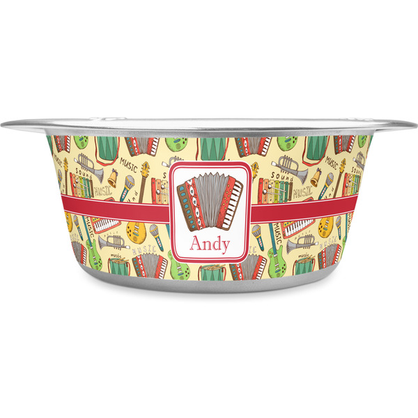Custom Vintage Musical Instruments Stainless Steel Dog Bowl (Personalized)