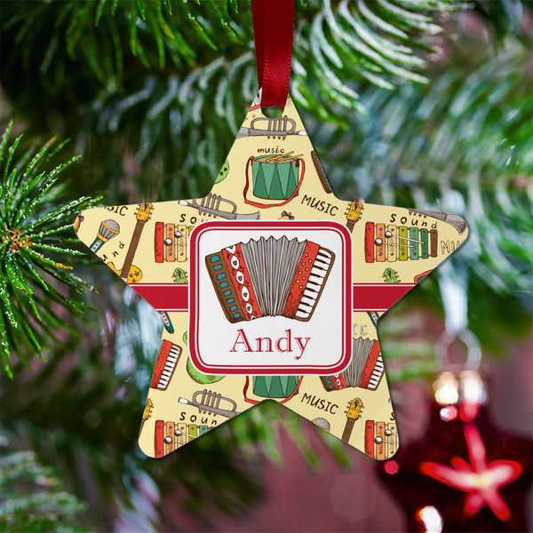 Vintage Musical Instruments Metal Star Ornament - Lifestyle
