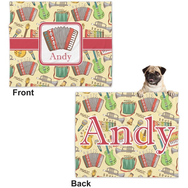 Vintage Musical Instruments Microfleece Dog Blanket - Large- Front & Back