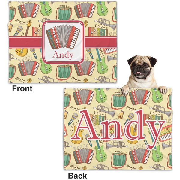Vintage Musical Instruments Microfleece Dog Blanket - Regular - Front & Back
