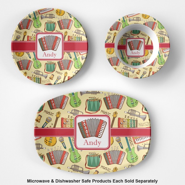 Vintage Musical Instruments Microwave & Dishwasher Safe CP Plastic Dishware - Group