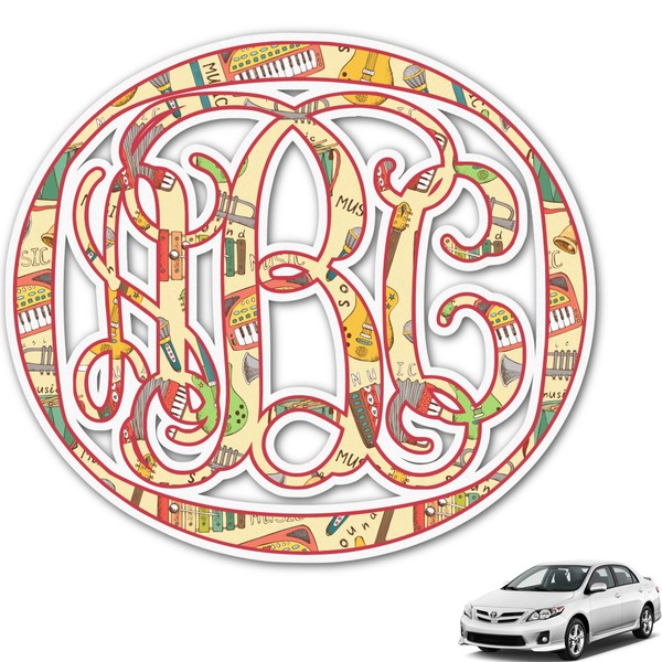 Custom Vintage Musical Instruments Monogram Car Decal (Personalized)