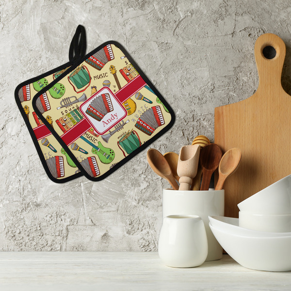 Vintage Musical Instruments Neoprene Pot Holder - Set of 2  LIFESTYLE