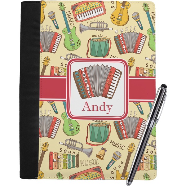 Custom Vintage Musical Instruments Notebook Padfolio - Large w/ Name or Text