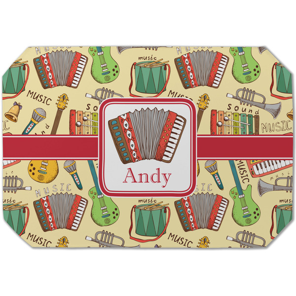 Custom Vintage Musical Instruments Dining Table Mat - Octagon (Single-Sided) w/ Name or Text